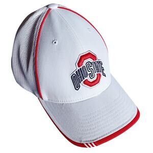 Adidas The Ohio State University Buckeyes Embroidered Mesh Back Hat Cap White